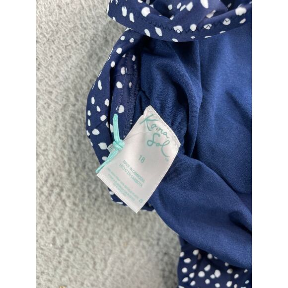 Kona Sol One Piece Swimsuit Women 18 Blue Polka Dot Padded Ruffle Adj Straps NWT - Picture 6 of 10